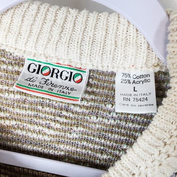 Giorgio Di Firenze Cream Abstract Vintage Pullover Knit Sweater Size Large 80s - Picture 4 of 6